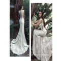 2017 Gorgeous Lace Appliqued Sleeveless Deep V Neck Veja através de Back White Mermaid Graceful Wedding Dress